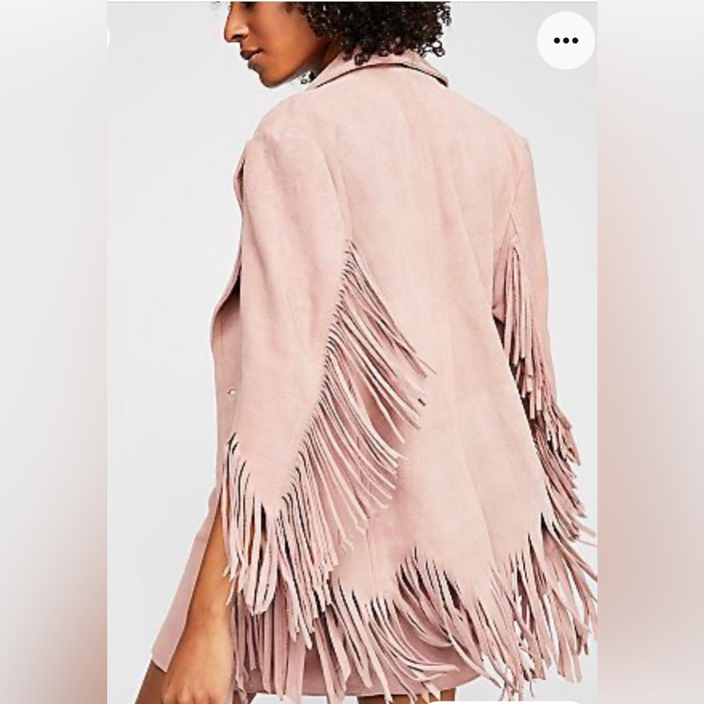 FREE PEOPLE UNDERSTATED LEATHER FRINGE JACKET/BLAZER. NWT. SIZE L